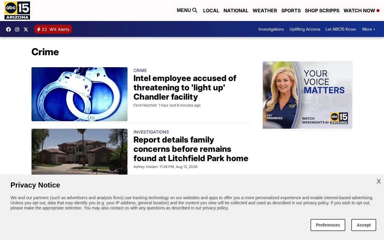 Maricopa County crime news and arrest coverage on ABC15 Arizona